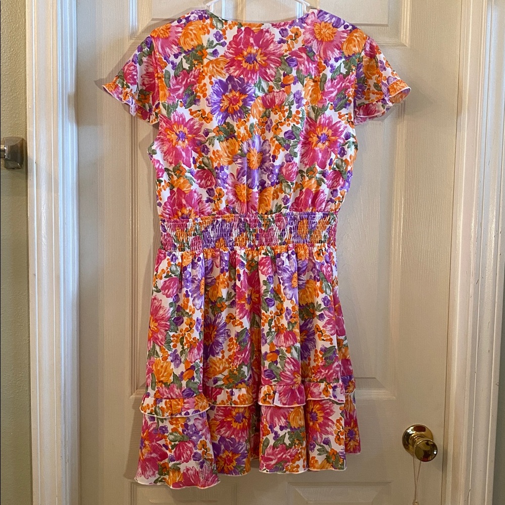 PRETTYGARDEN Floral Multicolored V-Neck Peep Hole Dress - Picture 9 of 12